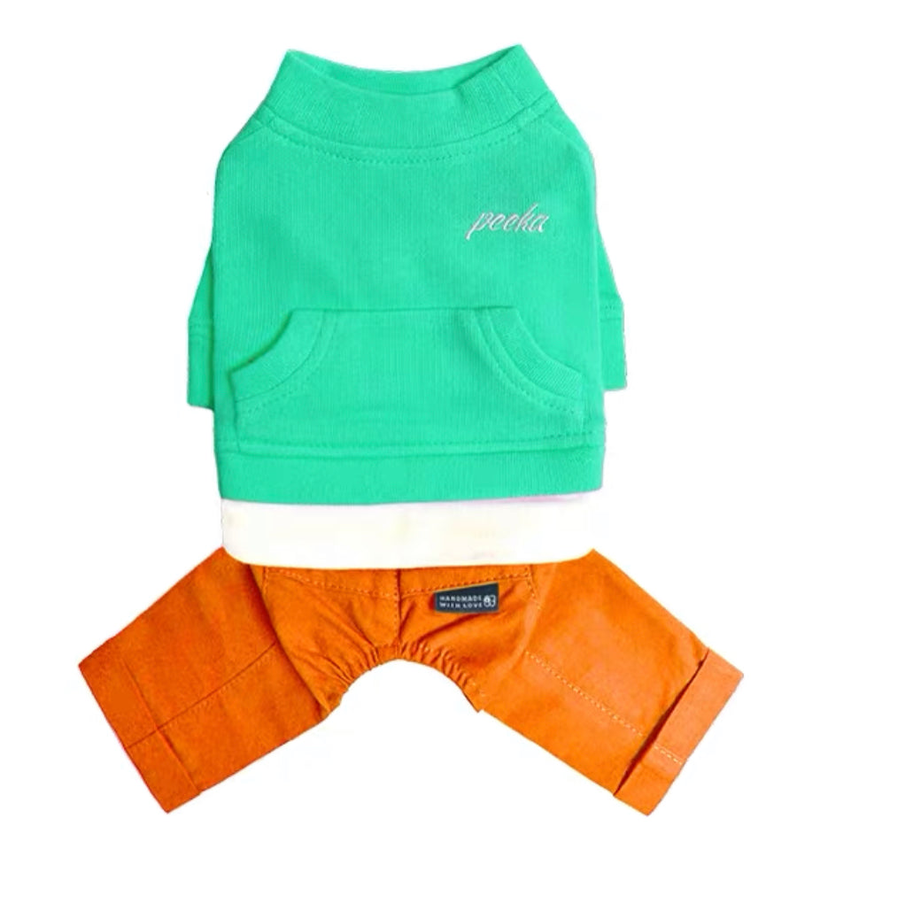 Sweater Body Suit - Green Orange