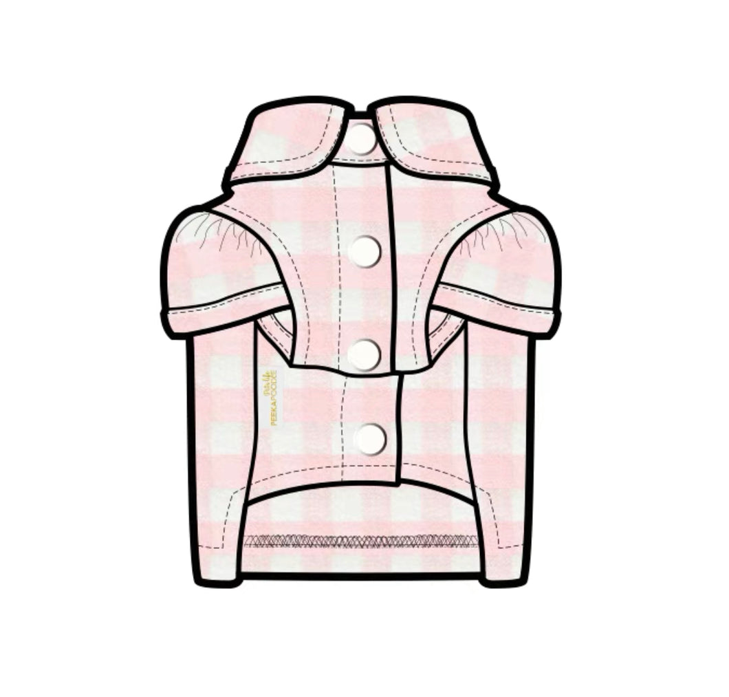 Puff Sleeve Check Shirt - Pink