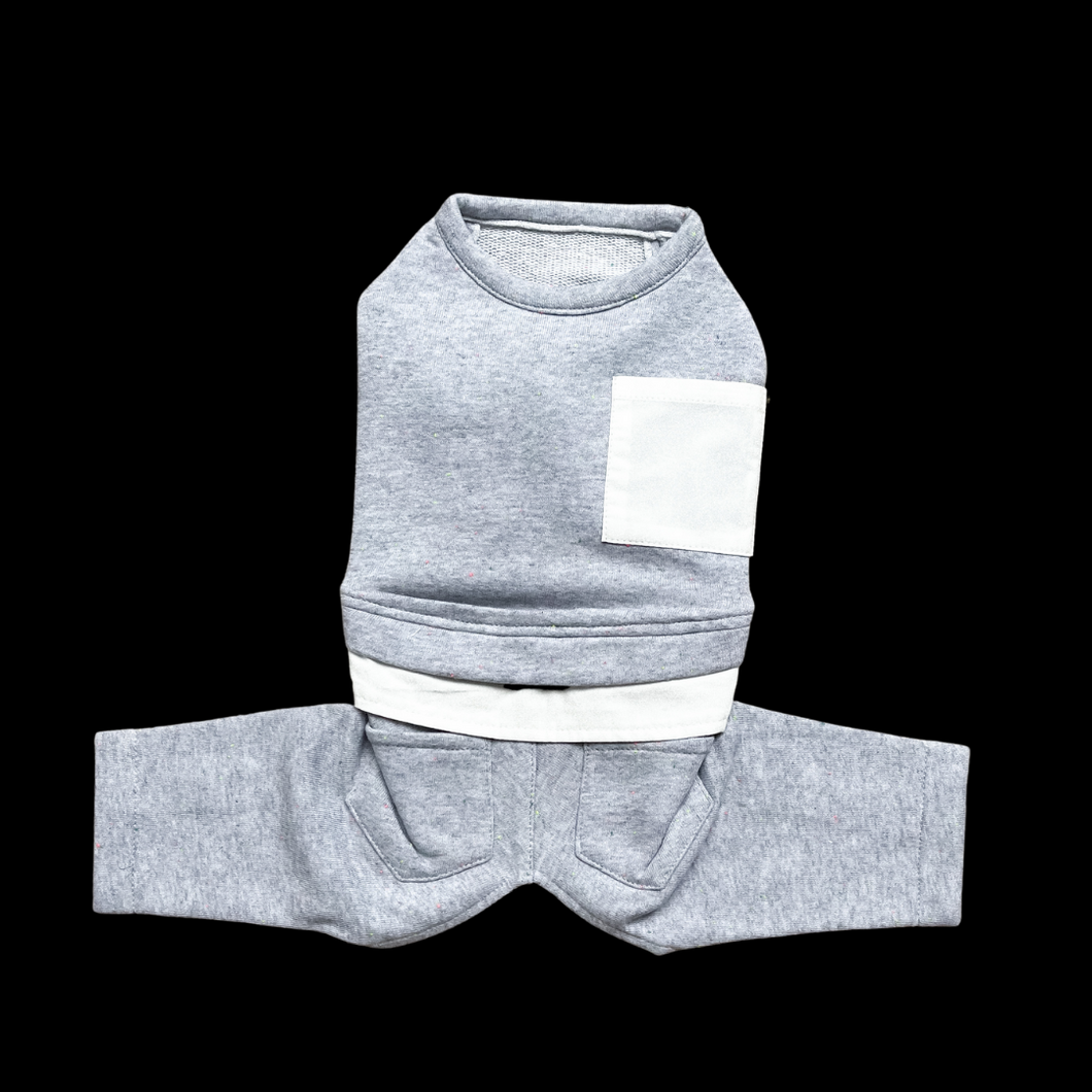 Sweater Body Suit - Grey/ White